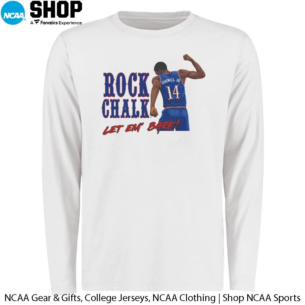 Melvin Council Jr. Kansas Jayhawks Rock Chalk Let Em’ Bark Fashion Player T-Shirt