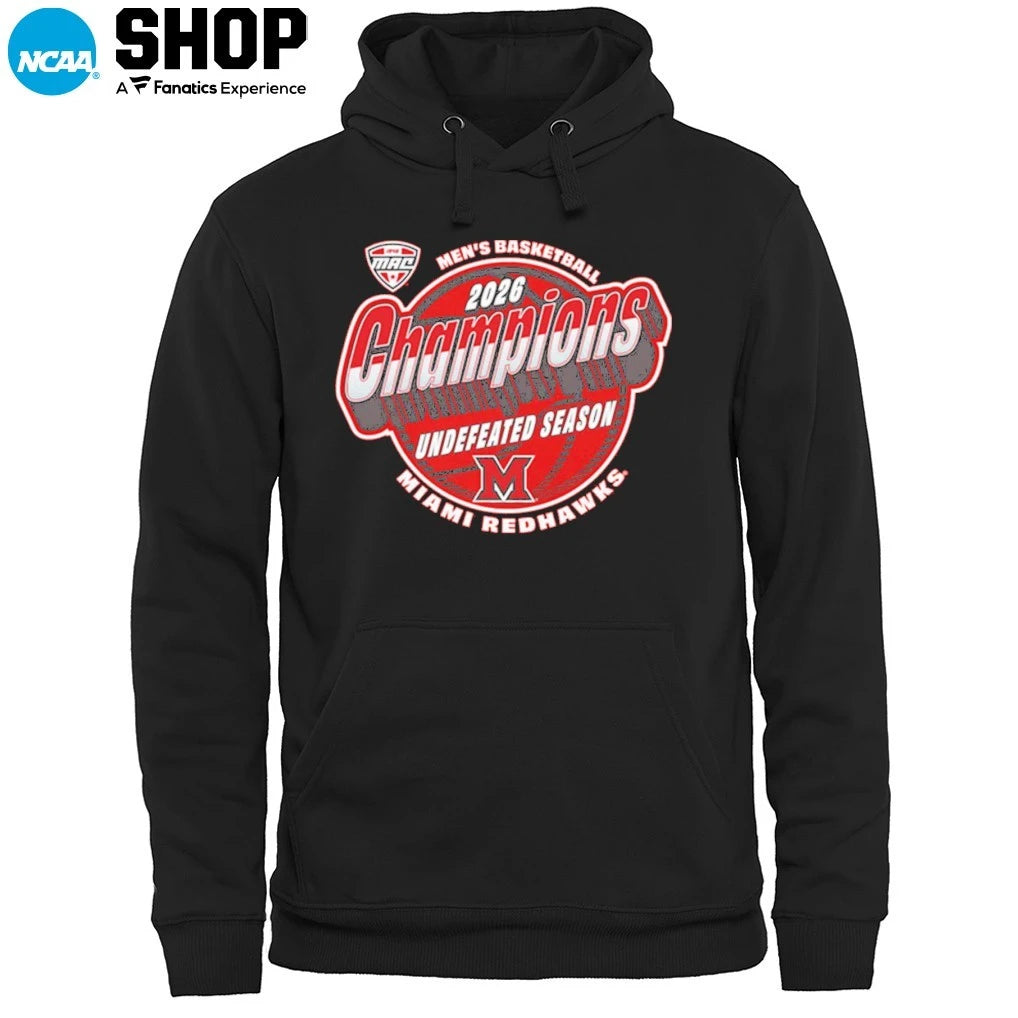 Miami RedHawks Men’s Basketball 2026 Mac Undefeated Season Champions T-Shirt