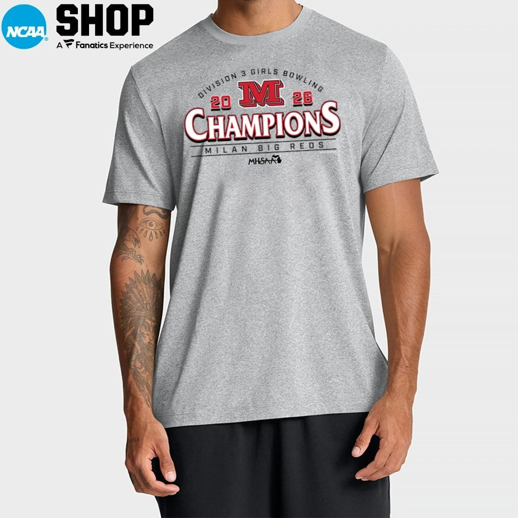 Milan Big Reds 2026 MHSAA Division III Girls Bowling Champions T-Shirt