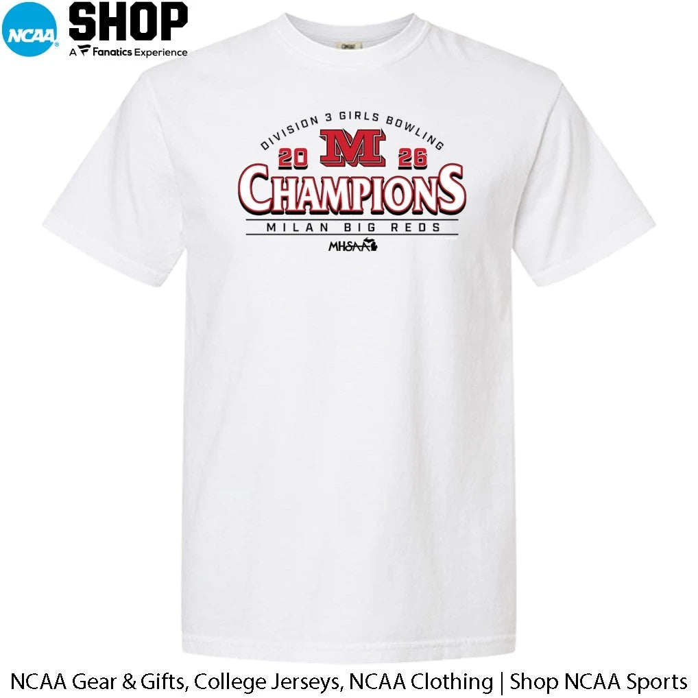 Milan Big Reds 2026 MHSAA Division III Girls Bowling Champions T-Shirt