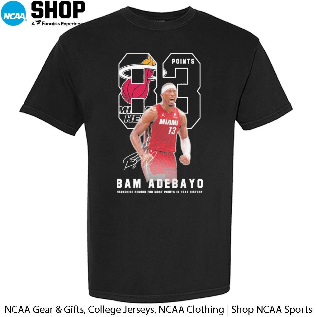 Official Bam Adebayo #83 Miami Heat Franchise Record For Most Points In Heat History Signature T-Shirt