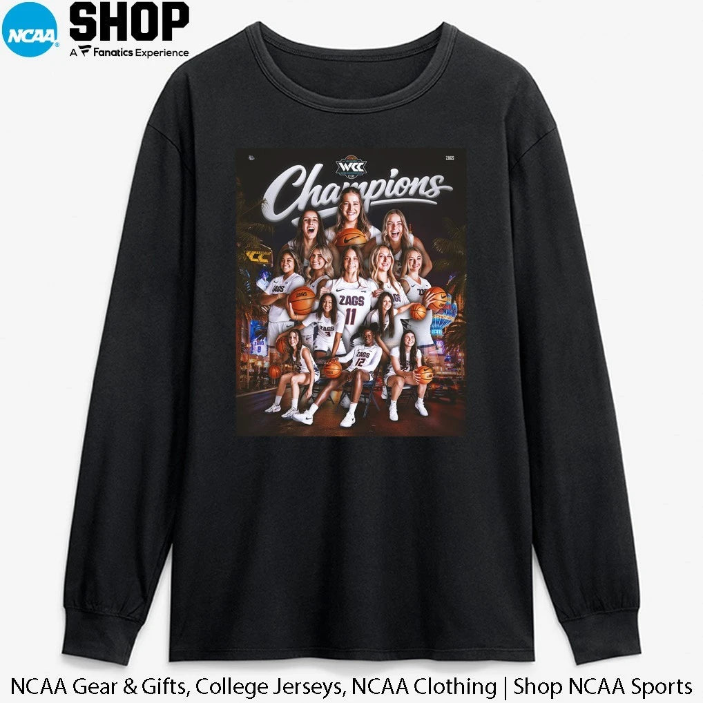 Official Gonzaga Women’s Basketball 2026 WCC Tournament Champions Let’s Go Zags T-Shirt
