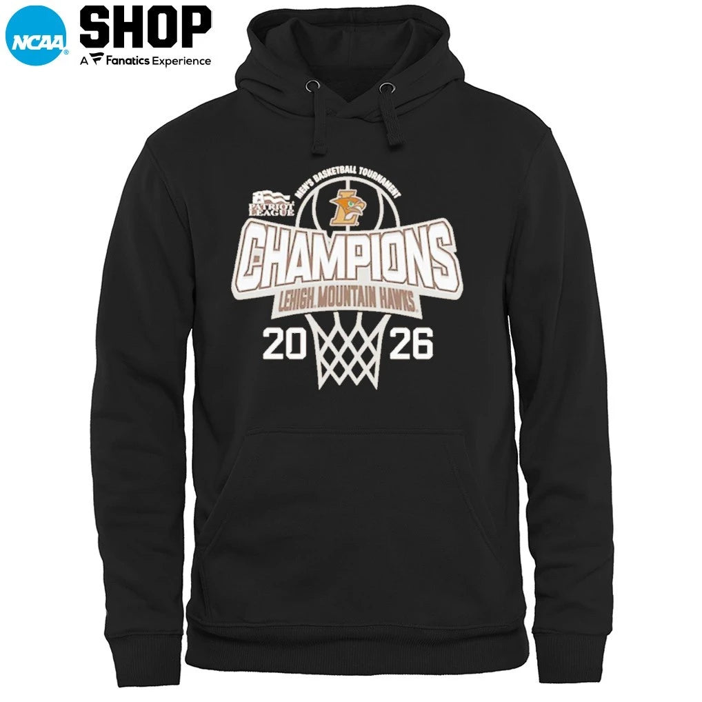 Official Lehigh Mountain Hawks 2026 Patriot League Men’s Basketball Tournament Champions T-Shirt