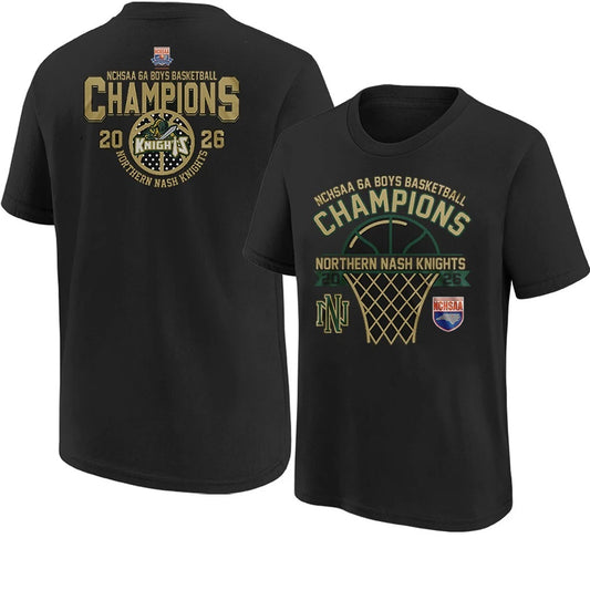 Official Northern Nash Knights 2026 NCHSAA 6A Boys Basketball Champions T-Shirt