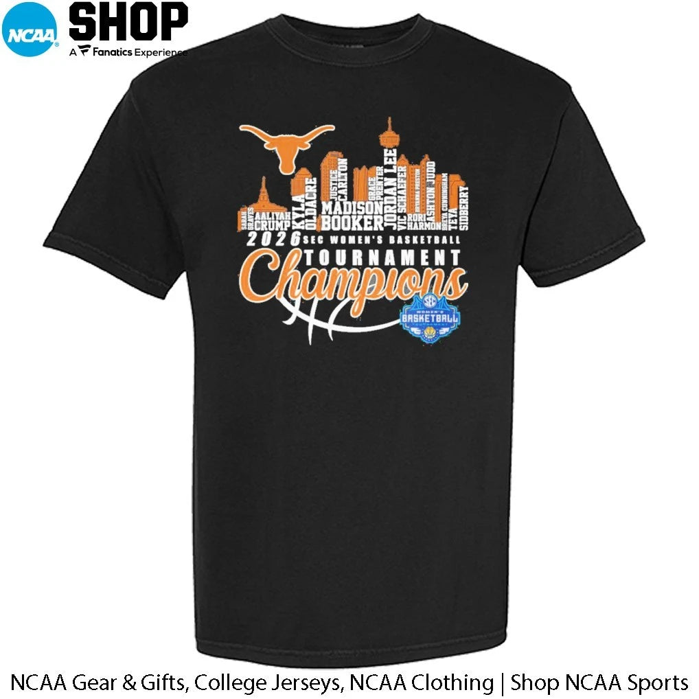 Official Texas Longhorns Skyline City Players Names 2026 Sec Women’s Basketball Tournament Champions T-Shirt