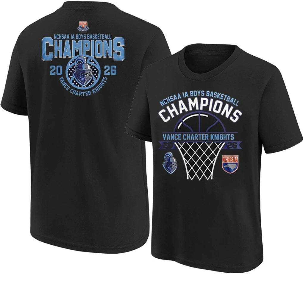 Official Vance Charter Knights 1A Boys Basketball Champions 2026 T-Shirt