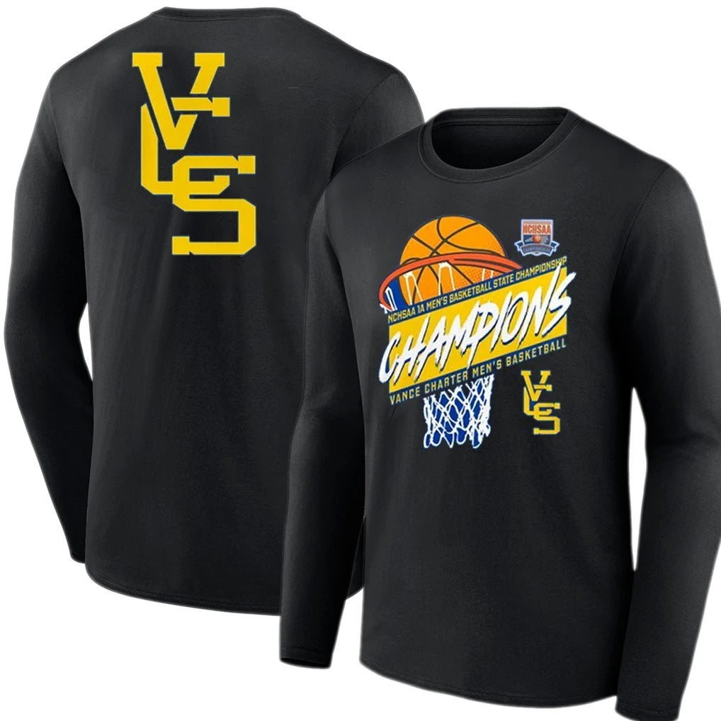 Official Vance Charter NCHSAA 1A Men’s Basketball State Championship Champions T-Shirt