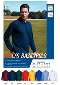 Unisex Adults Men's Ladies Long Sleeve Poly Cotton Basic Polo with Ribbed Cuff