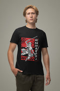 Men’s Anime Graphic T-Shirt Black Streetwear Japanese Print Cotton Tee