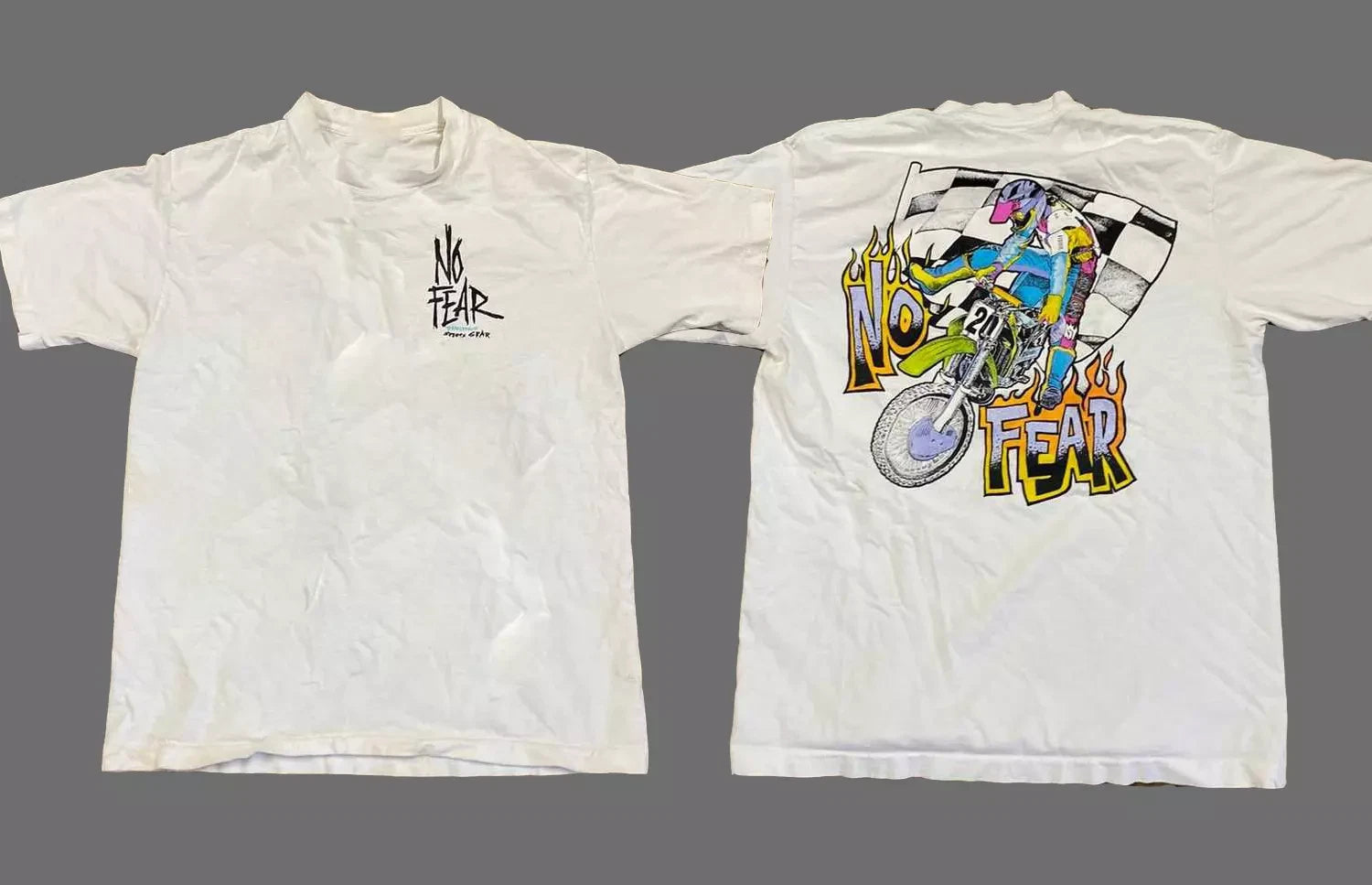 Vintage Styles Made In Usa × No Fear × Vintage 90’s No Fear Dirt Bike T-Shirt