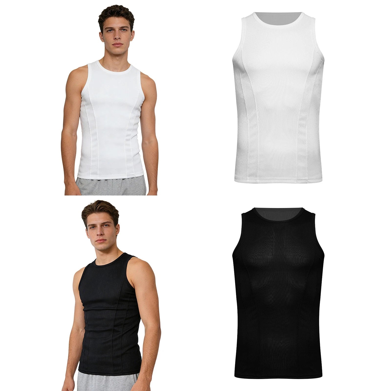 Men's Tank Top Exercise T-Shirt Round Neck Shirts Daily Wear Vest Fitness Basic