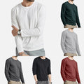 Mens Crew Neck Long Sleeve T Shirt Slim Fit Pullover Activewear Daily Wear Top