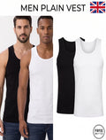 PACK OF MENS VESTS 100% Cotton TANK TOP SUMMER TRAINING GYM SPORTS PLAIN S-5XL