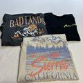 Set Of 3 Long Sleeve Tshirt Size Small Badlands SD, High Sierras, Malibu New