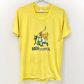 Vintage Minnesota Fighting Saints Hockey T Shirt Yellow L Soft Thin High Sticker