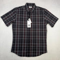 Social Coast Men's Short Sleeve Button-Down Shirt Size S Black Red White Plaid