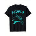 Men'S Funny F-CAW-F Crow Graphic T-Shirt - Black with Teal Print, Regular Fit Sh