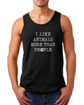 Mens Tank Top I Like Animals More Than People T-Shirt Funny Tee Pet Lovers Shirt