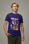 Men’s Anime Graphic T-Shirt Blue Streetwear Cotton Casual Printed Tee
