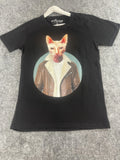 Off Prize Shirt Mens Large Tee Cat Print Black Slim Fit Cartoon Mafia Boss N123