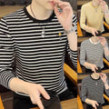 Korean Stripe Tee Casual Daily Wear Korean Style Long Sleeve Skinny Fit