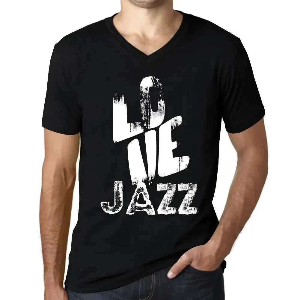Men's Graphic T-Shirt V Neck Love Jazz Eco-Friendly Limited Edition Short Sleeve
