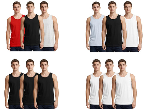 3 Pack Men's Vest Tops Cotton Plain Vests Summer Training Gym Tank Top S-3XL