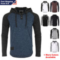 ZIMEGO Mens Long Sleeve Lightweight Hooded Henley – Color Block Pullover Hoodie