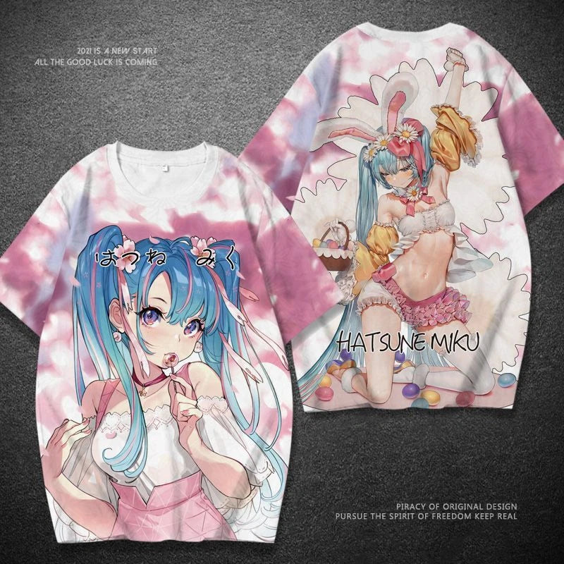 Miku Hatsune Vocaloid Cosplay Anime Manga T-Shirt Tee Costumes Polyester Unisex