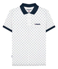 Lambretta Mens White Smart Casual Retro All Over Print SKA Polo Shirt