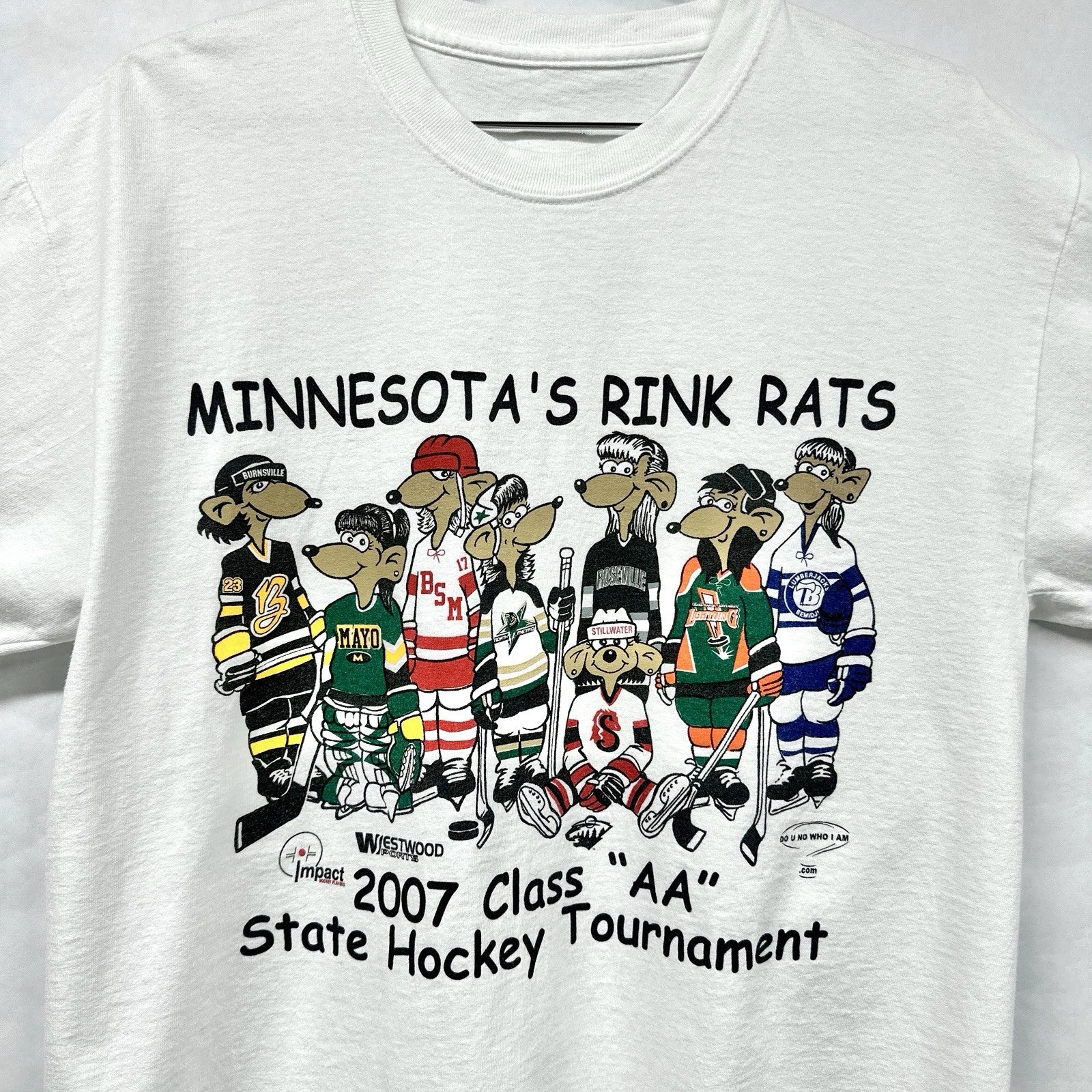 Vintage Minnesota Girls Women’s Hockey T Shirt Rink Rats 2007 State Tournament