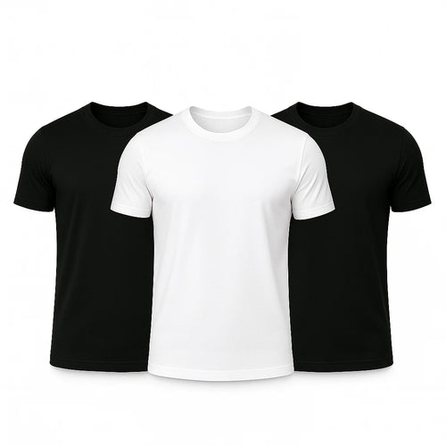 3 Pack Unisex 100% Polyester T-Shirt White Black Best for Sublimation, DTG & DTF