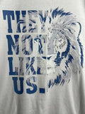 Lion Graphic White T-Shirt, XL - "THEY NOT LIKE US", everyday casual streetwear.