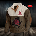 Sooners Basketball College Team Corduroy Stand Collar Sweatshirt