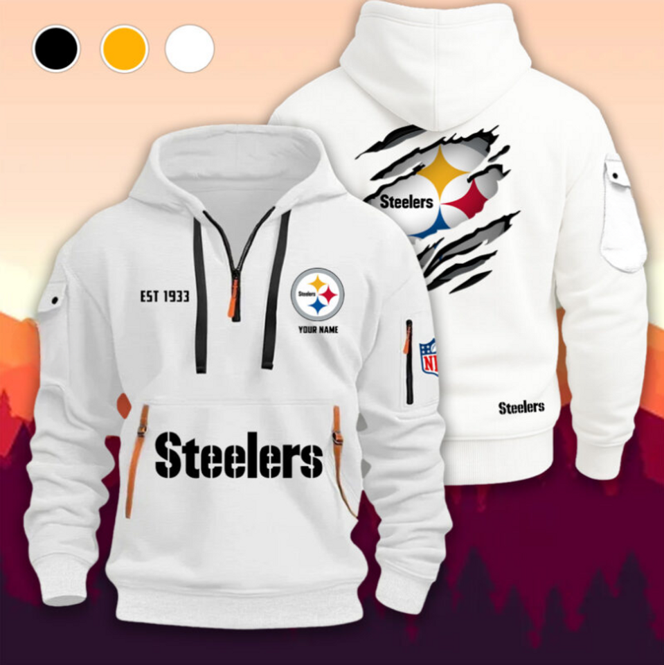 Personalize Pittsburgh Football Team Quarter Zip Hoodie