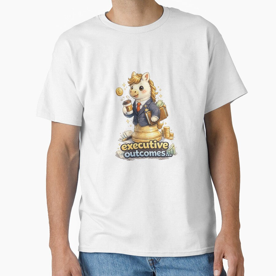 Executive Outcomes Kawaii Chess Art – Funny CEO Horse Chess Piece Business Cartoon Illustration by Paws-nd-Prints