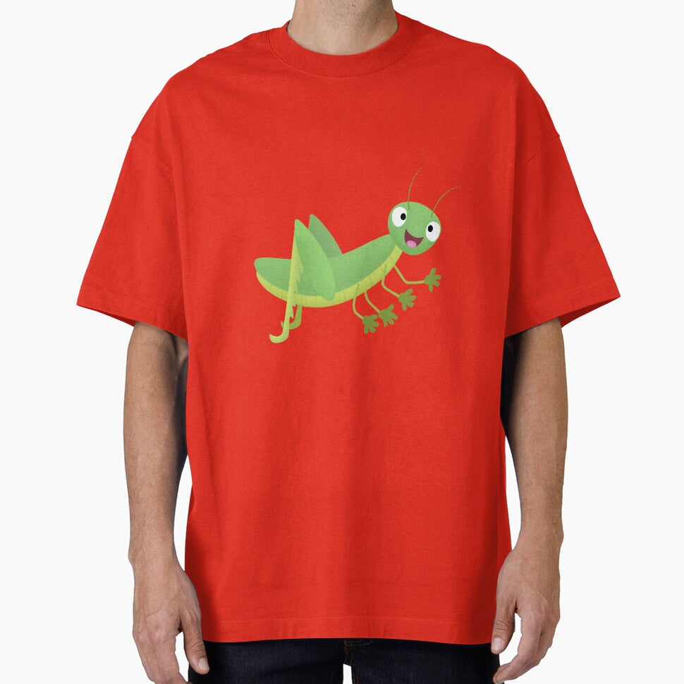 Cute green happy grasshopper cartoon by FrogFactory