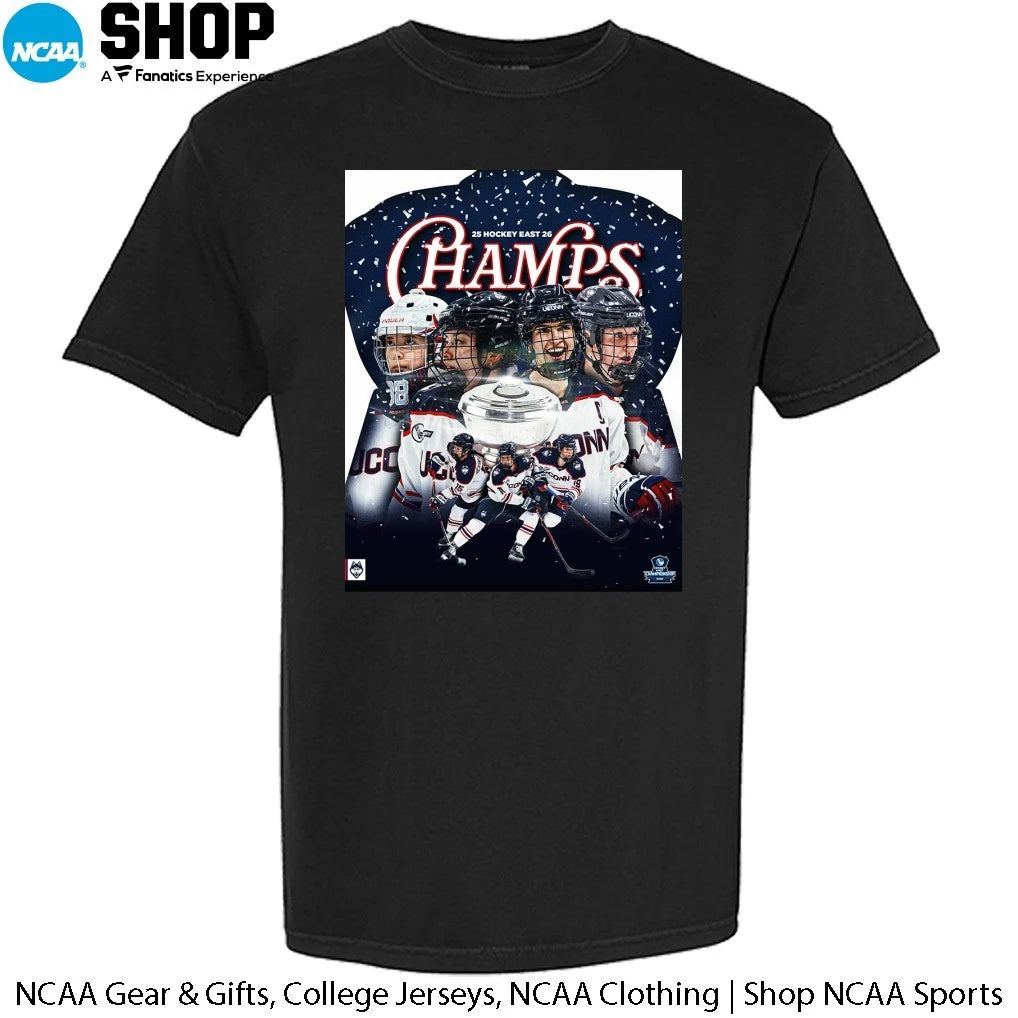 UConn Huskies Women’s Hockey 25 Hockey 26 Champs T-Shirt