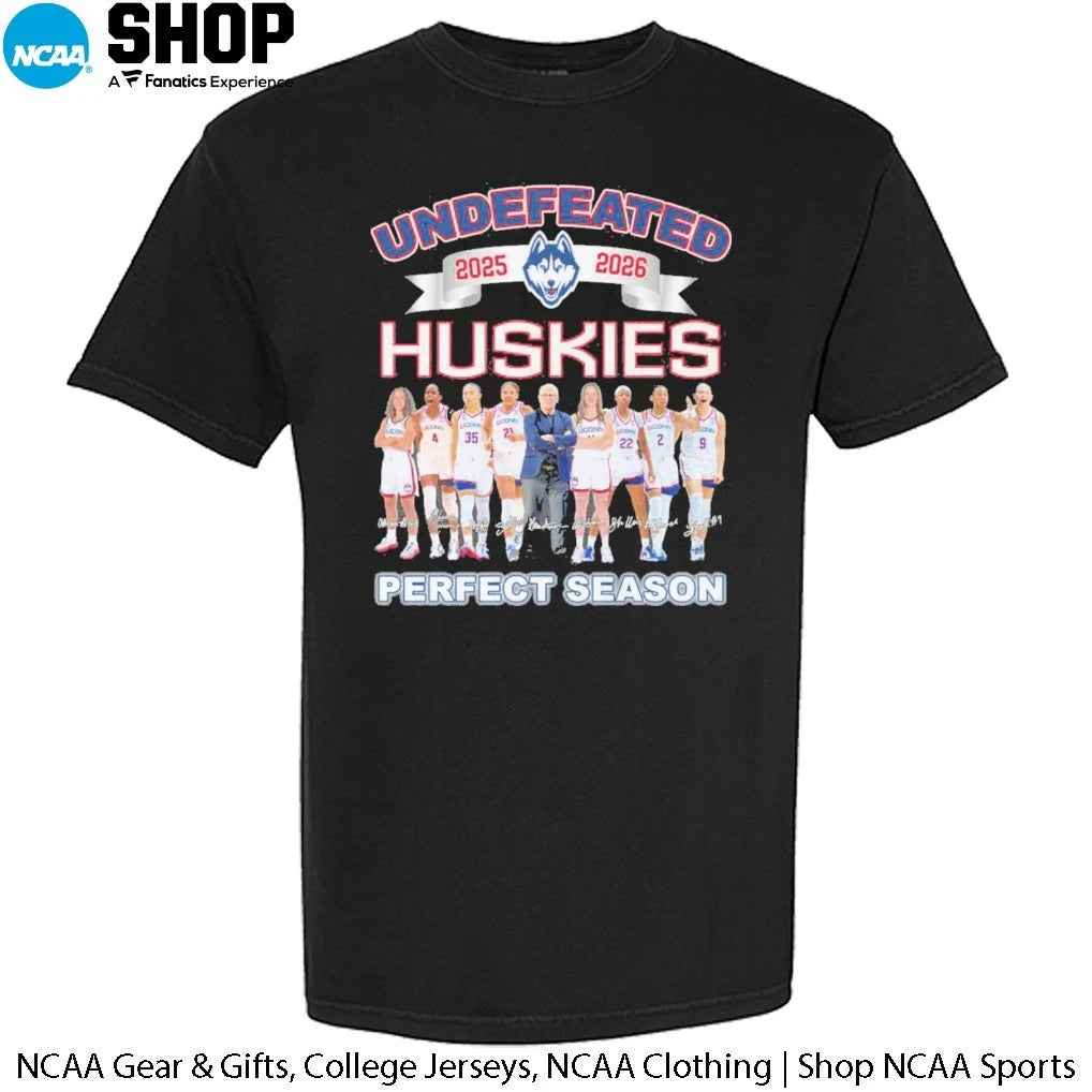 Undefeated 2025-2026 Uconn Huskies Women’s Basketball Coach and Players Perfect Season T-Shirt