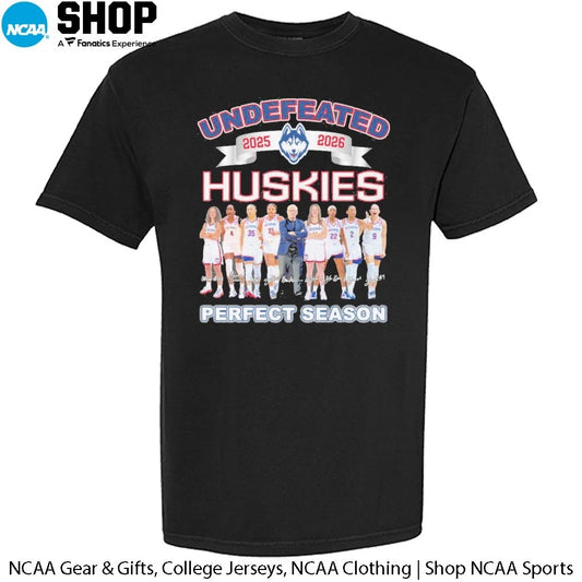 Undefeated 2025-2026 Uconn Huskies Women’s Basketball Coach and Players Perfect Season T-Shirt