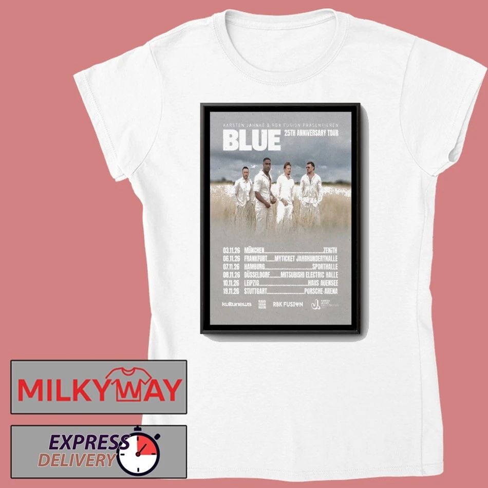 Blue 25th Anniversary New Tour 2025 Poster shirt