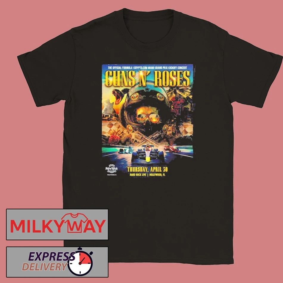 Guns N Roses F1 Miami Grand Prix 2026 Venue Poster Kickoff Concert At Hard Rock Hollywood Florida On April 30 2026 Two Sided T-Shirt