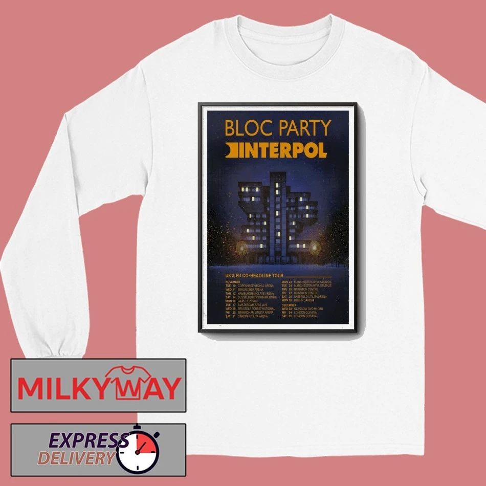 UK EU CO Headline Tour November 2026 Bloc Party & Interpol Poster shirt