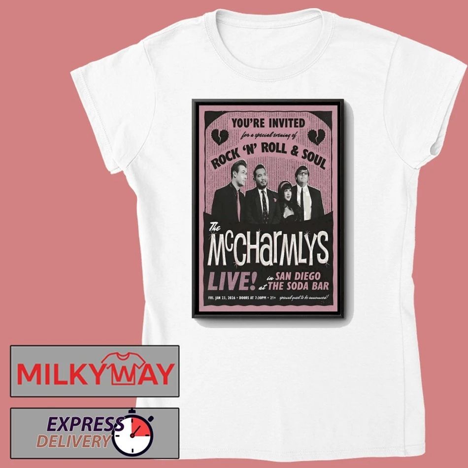 The McCharmlys Jan 23 2026 Soda Bar in San Diego CA Poster shirt