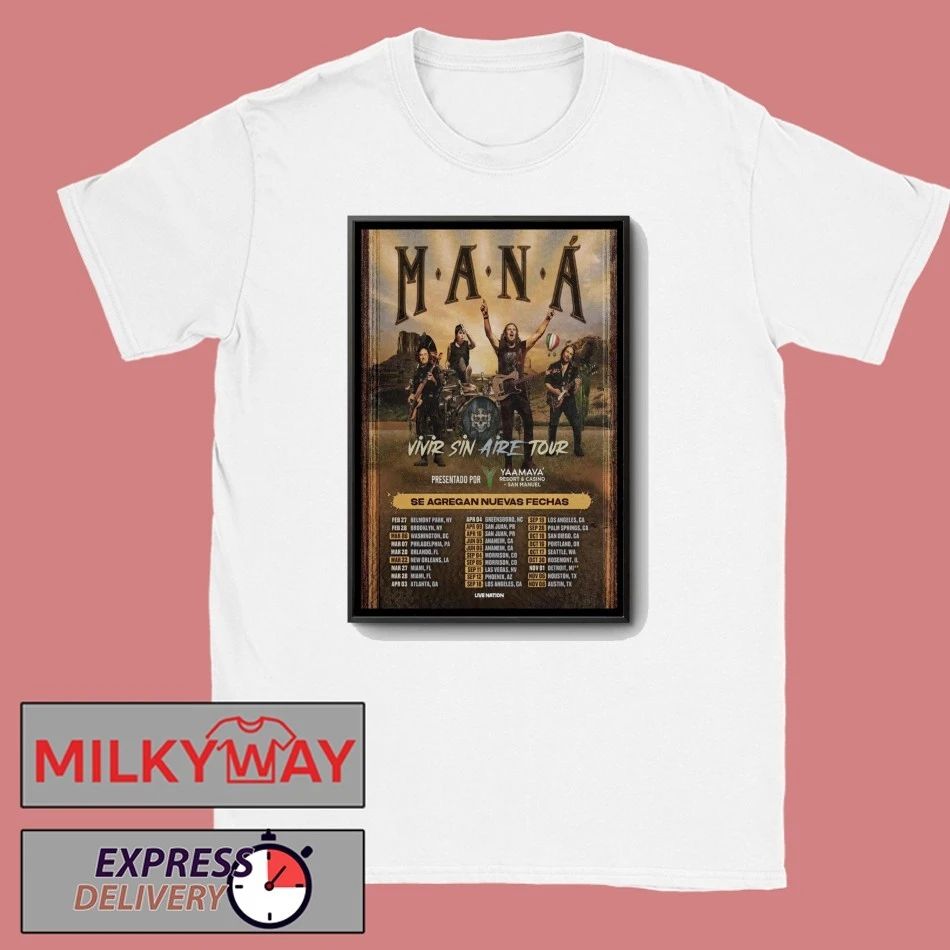 Poster Maná Vivir Sin Aire 2026 Tour shirt