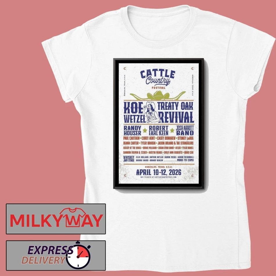 Cattle Country Music Festival April 10-12 2026 Gonzales, TX Poster shirt