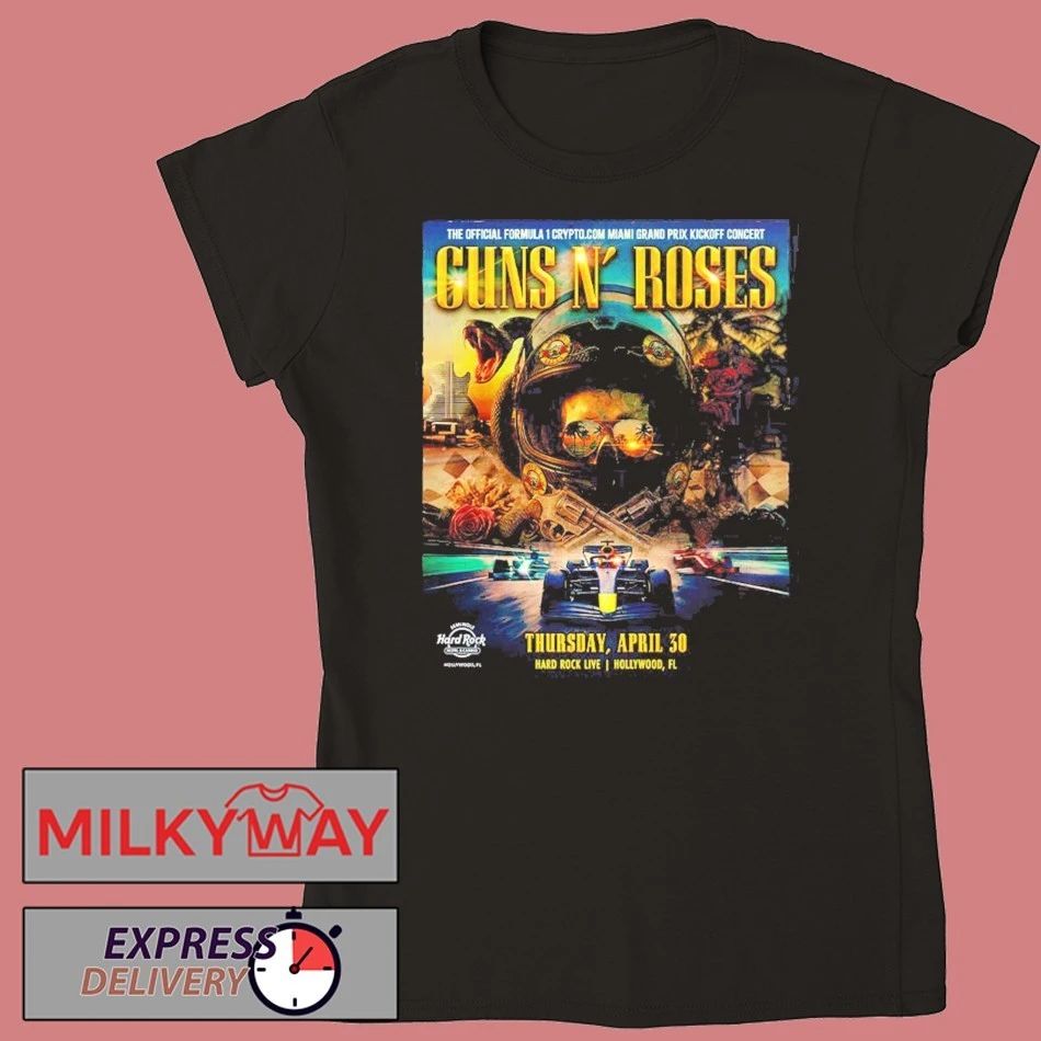 Guns N Roses F1 Miami Grand Prix 2026 Venue Poster Kickoff Concert At Hard Rock Hollywood Florida On April 30 2026 Two Sided T-Shirt
