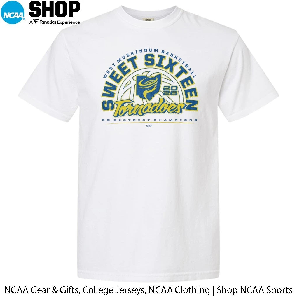 West Muskin Tornadoes Basketball 2026 Sweet Sixteen D5 District Champions T-Shirt