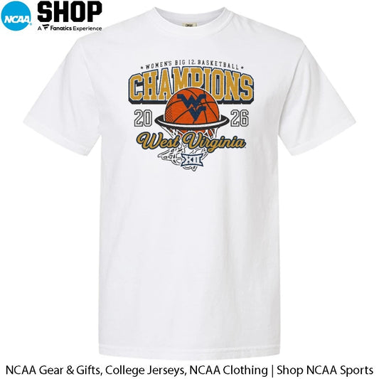West Virginia Mountaineers Women’s Big 12 Basketball Champions 2026 T-Shirt